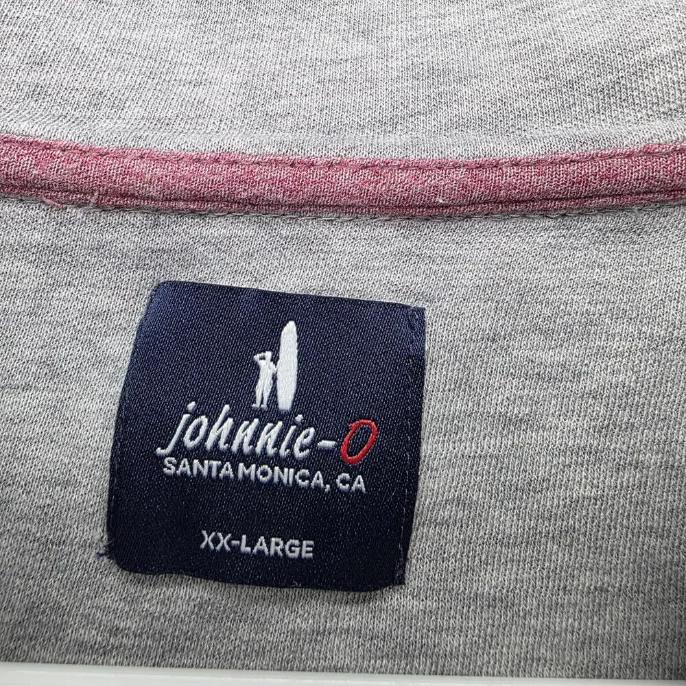 Johnnie-O Sweatshirt Mens 2XL Pink Pullover 1/4 Zip Mock Neck Embroidered